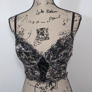 NWT Cato Est. 1946 Bra Lace Up Push Up Padded Mesh Multicolor Size 36C